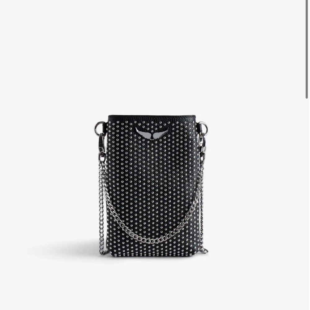 Rock phone pouch with Swiss dots